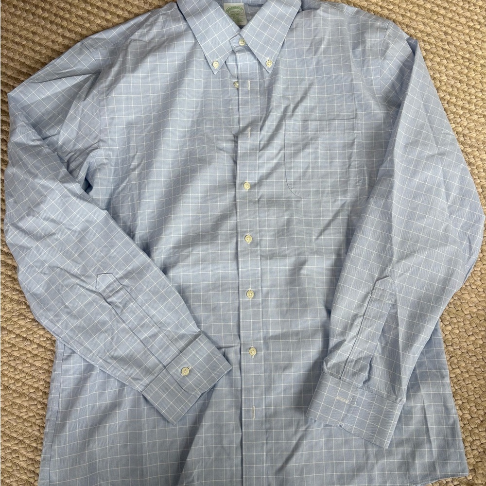 Brooks Brothers Light Blue Checkered Dress Shirt